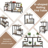 3-layer brown edge table with wheels 09421955