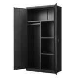 Metal Wardrobe Cabinet with Hanging Rod and Lock,black Armoire Wardrobe Closet,Clothing Locker W1247P221096