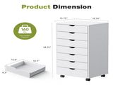 7-Drawer Portable Storage Cabinet on Wheels for Office, Bedroom & Home Organization, White 32868327