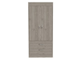 Lisboa Armoire, Rod, Double Door, Two Drawers, Metal Handles Light Gray B200P242410