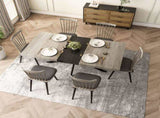 55.11'' -70.86"Retro Rectangular Stretch Dining Table, Grey Carole Top With Black Embossed Center W757P147832