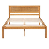 ZNTS Platform Bed Frame with Headboard, Wood Slat Support, No Box Spring Needed, Full, Oak 00265555