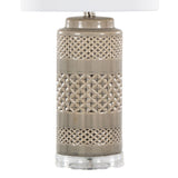 Casa 21" Contemporary Ceramic Table Lamp in Opal Gray Ceramic, Polished Nickel, Clear Acrylic B202P224018