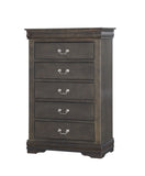 ZNTS Dark Grey 5-Drawer Chest with Metal Handles B062P209040