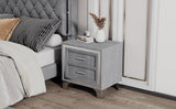 2-Drawer Nightstand with Metal Legs for Bedroom, Mid Century Nightstand Fully Assembled Except Legs N733P183659E