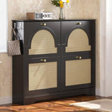 Mid-Century Narrow Design Tipping Bucket Shoe Cabinet with 4 Flip Drawers, Elegant Entryway Shoe N721P288701B
