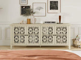 Hollowed-out Cabinet with 4 Doors, American Furniture, Suitable for Bedroom, Living Room, Study W688P223025