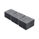 30 PCS Interlocking Deck Tiles Checker Pattern, 12" x 12" Square Light Gray Acacia Hardwood Outdoor W2391P288857