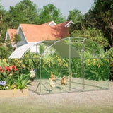 ZNTS Large Chicken Coop Metal Chicken Run with Waterproof and Anti-UV Cover, Dome Shaped Walk-in Fence W2505P194437