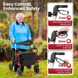 New 2-in-1 Foldable Rollator Walker with 9 Inch Pneumatic Tires 14330842