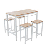 5-piece modern kitchen table with four bar stools Bar table set 5PC,metal frame and MDF, white W578P167476