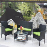 ZNTS 4 PC Rattan Patio Furniture Set Outdoor Patio Cushioned Seat Wicker Sofa W20985038