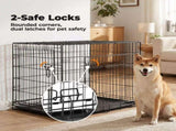 36-48 Inch Double Door Dog Crate - Heavy Duty Foldable Metal Cage with Divider, Removable Tray & 36304739