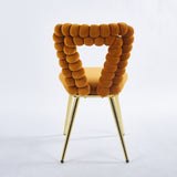 orange and gold Modern chair with iron tube legs, soft cushions and comfortable backrest, W234P188004