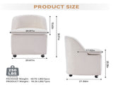 058-Set of 2 Chenille Fabric Dining Chairs With Universal Wheels,Beige W527P242552