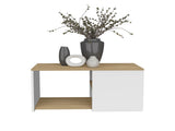 Coffee Table, 2 Shelves, White / Natural Oak B097P262372