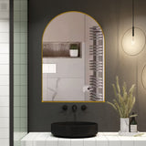 24x36 Inch Arched Recessed Medicine Cabinet, Metal Framed Bathroom Wall Cabinet with Mirror and W1435P182923