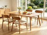 55 Inch Solid Rubber Wood Dining Table, Mid-Century Modern Kitchen Table with Rounded Edge, 4-6 08683094