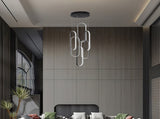 High Ceiling Chandelier Modern LED Ring Pendant Light 3 Color Dimmable Black Chandeliers 92072349
