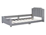 Twin Size Upholstered Daybed with Classic Stripe Shaped Headboard, Gray 56141620