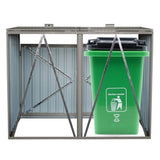 Garbage Bin Shed Stores 2 Trash Cans Metal Outdoor Bin Shed for Garbage Storage,Stainless Galvanized W540133888