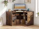 L-Shaped Corner Computer Desk 90&deg Triangle Home Office Desk with Adjustable Storage Shelves 08537241