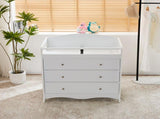 White 3-Tier Drawer Baby Cot with Safety Guard 90.5x58x92cm Wooden Baby Bed & Storage Combo 88025463