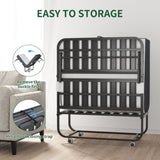 75" x 38" Twin Folding Bed with 3.7" Memory Foam Mattress, Portable Foldable Extra Bed, Rollaway Bed T2398P290413