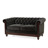 VIVALUX 59.44" Chesterfield Velvet Loveseat Sofa,2-Person Rolled Arm Dutch Plush Upholstered Sofa N762P178705B