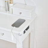 Vanity Set with 3-Color Dimmable Lighted Mirror, Makeup Dressing Table with Power Outlet, Drawers 08049792