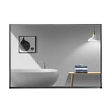 36x24inch Black Rectangular Bathroom Mirror Square Angle Metal Frame Mounted Hanging Plates W2091127006