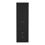 Armoire Wardrove 76" H, Hanging Rod, 2 Drawers, 1 Shelf, Black B097P199751