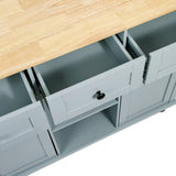 Kitchen Cart with Rubber wood Drop-Leaf Countertop ,Cabinet door internal storage racks,Kitchen WF298028AAN
