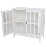 ZNTS FCH Transparent Double Door Side Cabinet White 44876940