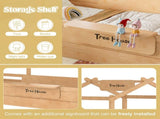 Full Size Floor Bed with Guardrails and Roof, Kids House Floor Bed with a Small Built-in Tray and W1580P396333