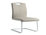 Unique Style Chrome Metal Finish Side Chairs 2pc Set Gray-Taupe Faux Leather Upholstered Casual B01156551