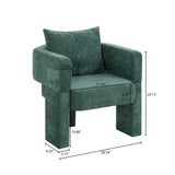 Modern 3-Leg Chenille Accent Chair with Ergonomic Arms & Removable Pillow, Plush Small Space W1716P280600