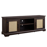 Farmhouse Rattan TV Stand Console Table for TVs up to 70 Inches, TV Console Table with 2 Storage W1758P178931