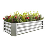 ZNTS Metal Raised Garden Bed, Rectangle Raised Planter 4×2×1ft for Flowers Plants, Vegetables Herb Silver 12226437