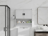 Bathroom Wall Cabinet with Doors, Adjustable Shelf and Towel Bar for Over The Toilet Storage, 55288456