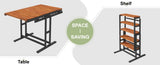 Extendable Dining Table Convertible 2 in 1 Shelf to Table with Metal Frame Industrial and Rustic W3128P281270