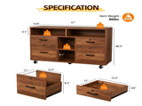 Wooden Filing Cabinet, 4 Drawers, Walnut, P2 Particle Board with Melamine Facing 39071771