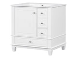 24" Bathroom Vanity with Sink and Drawers, White Freestanding Vanity Cabinet with Ceramic Top and 00086938