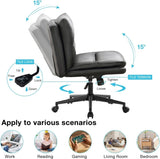 ZNTS Office Chair Armless Desk Chair with Wheels, PU Padded Wide Seat Home Office Chairs, 120&deg; Rocking W1521P179328