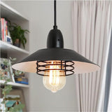 Farmhouse Vintage Pendant Light Black Fixture Pendant Lights with Spring Frame Adjustable Metal T3177P284004