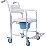 4 in 1 Bedside Commode Chair, Transport Shower Wheelchair Toilet Rolling Transport Chair with 4 22403642