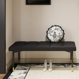 47*16 Inch Multifunctional Black Shoe Bench - Faux PU Cushion, Sturdy Metal Legs With Gold W1512P355040