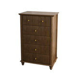 Fluted 5 Drawer Dresser, 45 Inch Tall Modern Chest of Drawers, Bedroom Dresser with Metal Handle, W1716P330707
