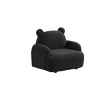 Raelynn 25.5"W Black Sherpa Bear-Shaped Kids Armchair B061P236755