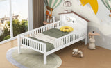 Twin Size Wood Platform Bed with House-shaped Headboard, LED and Built-in Storage, White N709P184429K
